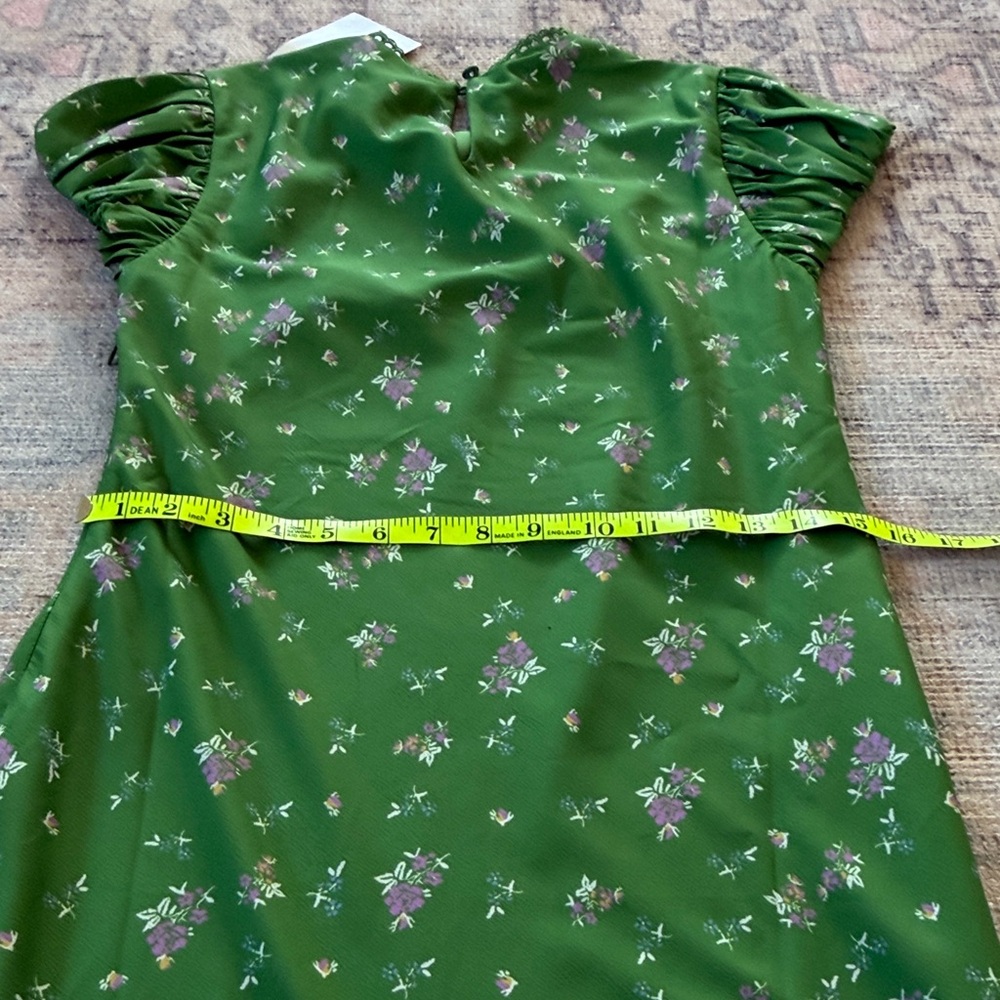 Böhme Green Floral Satin Midi Dress – Puff Sleeve | NWT | Romantic size M - Picture 9 of 12